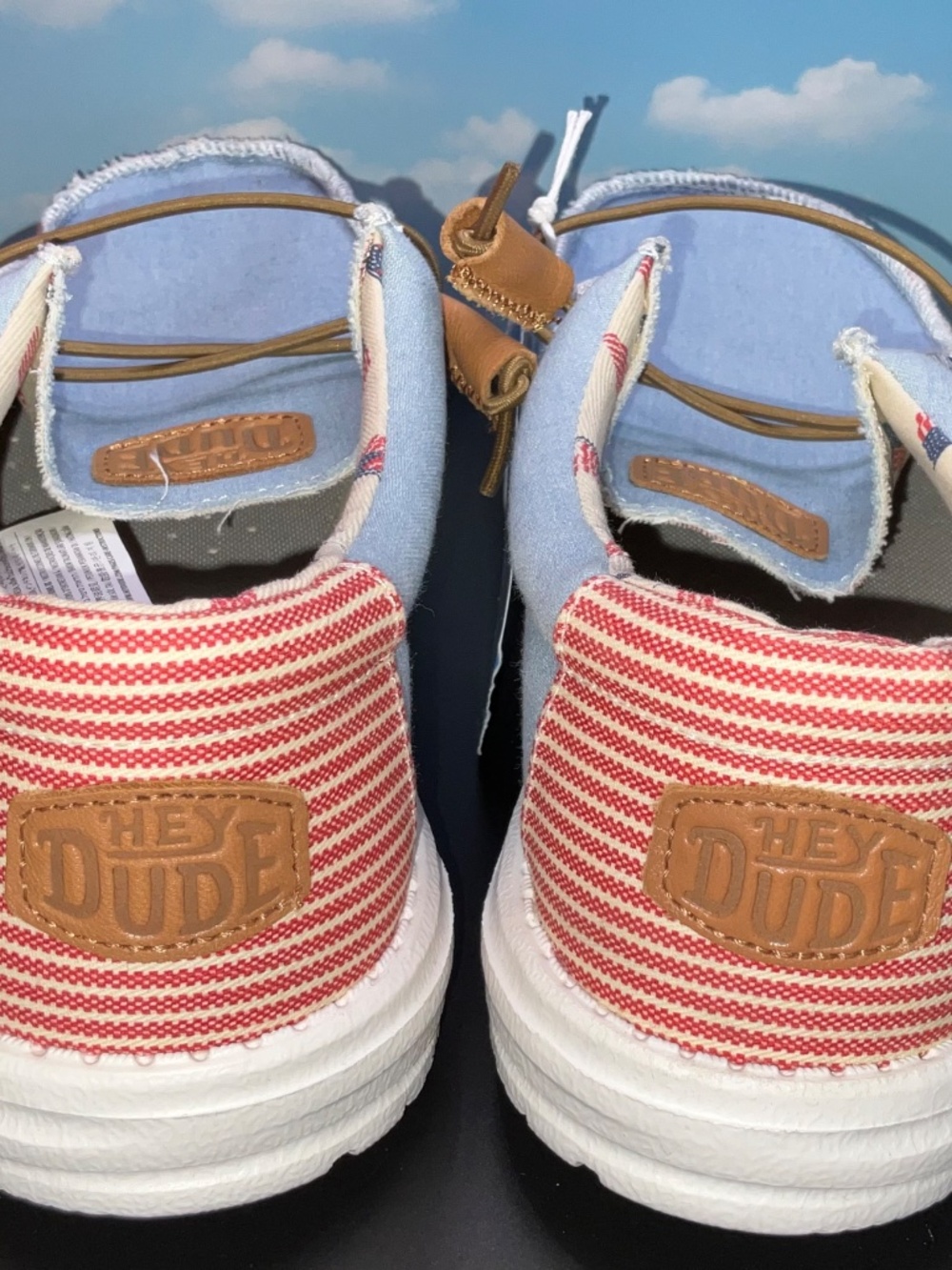 Hey Dude Wally Americana Denim Stripe Loafers. US Men’s 10/W12/EU 43. NWT/No Box - Picture 3 of 10